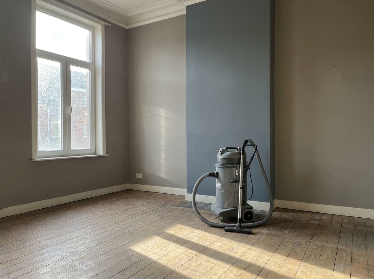 Grondig gereinigde lege ruimte met zonlicht